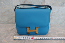 Load image into Gallery viewer, HERMES CONSTANCE3 MINI Evercolor leather Blue zanzibar A Engraving Shoulder bag 600040057
