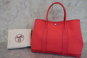 HERMES GARDEN PARTY PM Toile officier/Leather Bougainvillier □N刻印 Tote bag 600090152