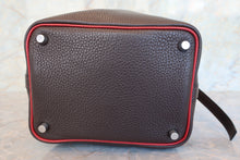 Load image into Gallery viewer, HERMES PICOTIN PM Bi-color Clemence leather/Epsom leather Chocolat/Rouge garance □J Engraving Hand bag 700090102
