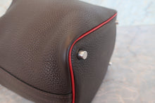 Load image into Gallery viewer, HERMES PICOTIN PM Bi-color Clemence leather/Epsom leather Chocolat/Rouge garance □J Engraving Hand bag 700090102
