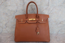 将图片加载到图库查看器，HERMES BIRKIN 35 Graine Couchevel leather Gold 〇Y刻印 Hand bag 600100202
