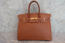 将图片加载到图库查看器，HERMES BIRKIN 35 Graine Couchevel leather Gold 〇Y刻印 Hand bag 600100202
