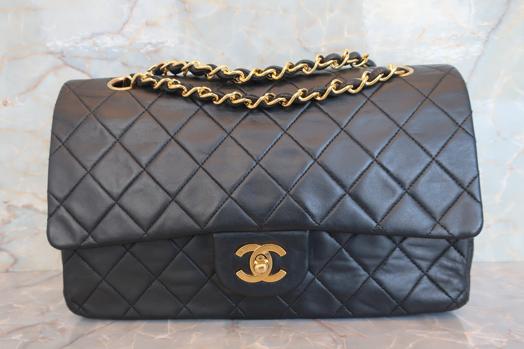 CHANEL/シャネル マトラッセWフラップWチェーンショルダーバッグ ラムスキン ブラック/ゴールド金具 ショルダーバッグ 700070028
