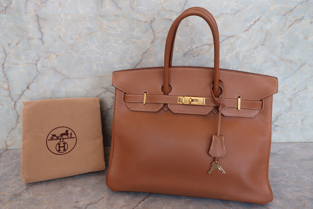 HERMES BIRKIN 35 Graine Couchevel leather Gold □B Engraving Hand bag 700030095