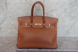 HERMES BIRKIN 35 Graine Couchevel leather Gold □B Engraving Hand bag 700030095