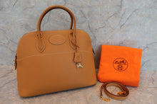 将图片加载到图库查看器，HERMES BOLIDE 35 Fjord leather Natural sable Shoulder bag 600090157
