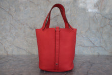 将图片加载到图库查看器，HERMES PICOTIN LOCK MM Clemence leather Rouge pivoine □R刻印 Hand bag 800020076
