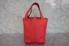 将图片加载到图库查看器，HERMES PICOTIN LOCK MM Clemence leather Rouge pivoine □R刻印 Hand bag 800020076
