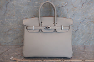 HERMES BIRKIN 25 Verso Togo leather Pearl gray/Nata U刻印 Hand bag 600100180