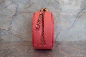 CHANEL/シャネル マトラッセラウンドチェーンショルダーバッグ ラムスキン ピンク/ゴールド金具 ショルダーバッグ 700070053