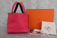 将图片加载到图库查看器，HERMES PICOTIN LOCK CASAQUE MM Clemence leather Rose extreme/Blue nuit D刻印 Hand bag 800060193
