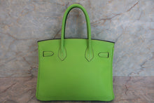 Load image into Gallery viewer, HERMES BIRKIN 30 Clemence leather Apple green □H Engraving Hand bag 700020028
