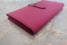 将图片加载到图库查看器，HERMES Bearn Soufflet Epsom leather Rose purple C刻印 Wallet 500100116
