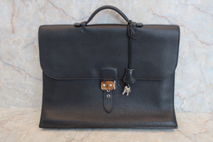 HERMES／エルメス サックアデペッシュ38 トリヨンクレマンス ブラック ハンドバッグ 500060032