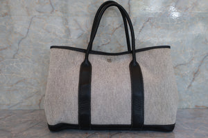 HERMES GARDEN PARTY PM  Toile H/Leather Gray/Black  □G刻印 Tote bag 600050148