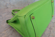 Load image into Gallery viewer, HERMES BIRKIN 30 Clemence leather Apple green □H Engraving Hand bag 700020028
