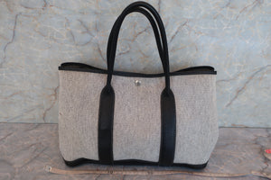 HERMES GARDEN PARTY PM  Toile H/Leather Gray/Black  □G刻印 Tote bag 600050148
