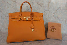 将图片加载到图库查看器，HERMES BIRKIN 40 Clemence leather Natural sable □D刻印 Hand bag 800050054
