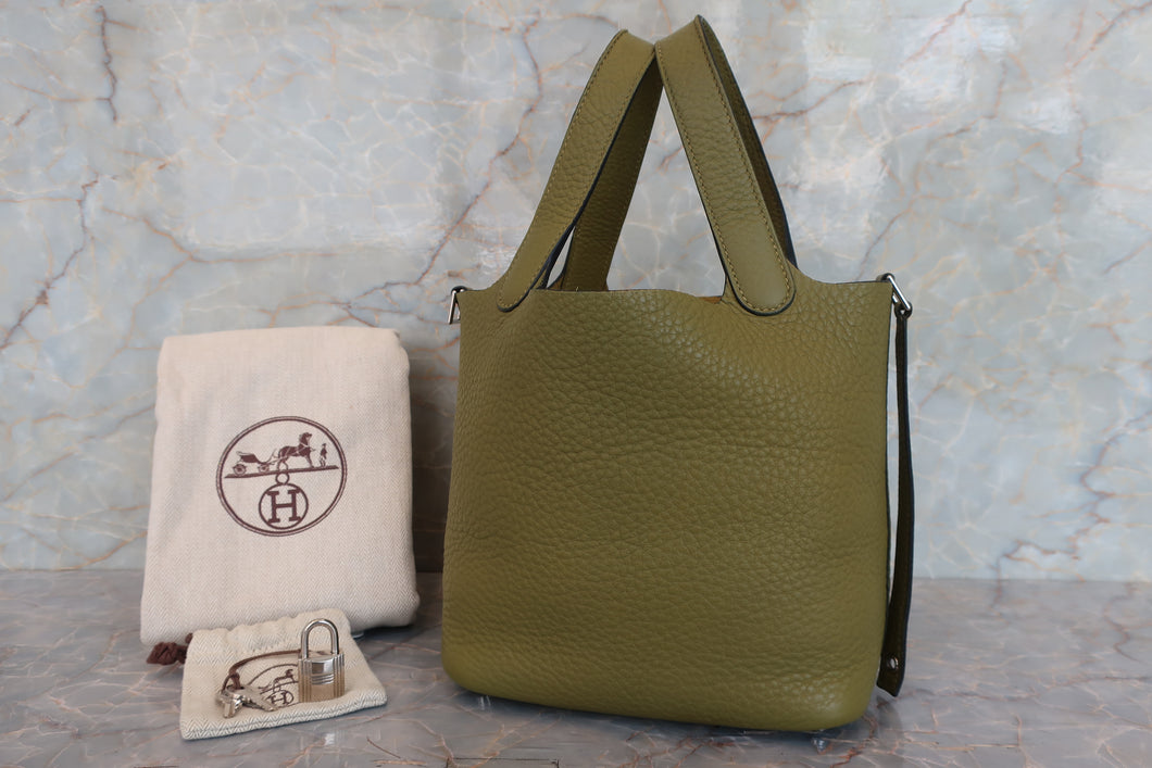 HERMES／エルメス ピコタンロックＰＭ トリヨンクレマンス アニスグリーン □L刻印 ハンドバッグ 700030035