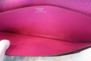 HERMES Bearn Soufflet Epsom leather Rose purple C刻印 Wallet 500100116