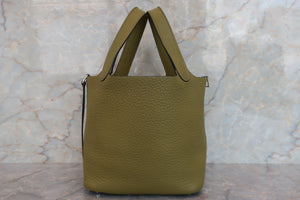 HERMES／エルメス ピコタンロックＰＭ トリヨンクレマンス アニスグリーン □L刻印 ハンドバッグ 700030035