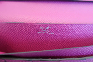 HERMES Bearn Soufflet Epsom leather Rose purple C Engraving Wallet 500100116
