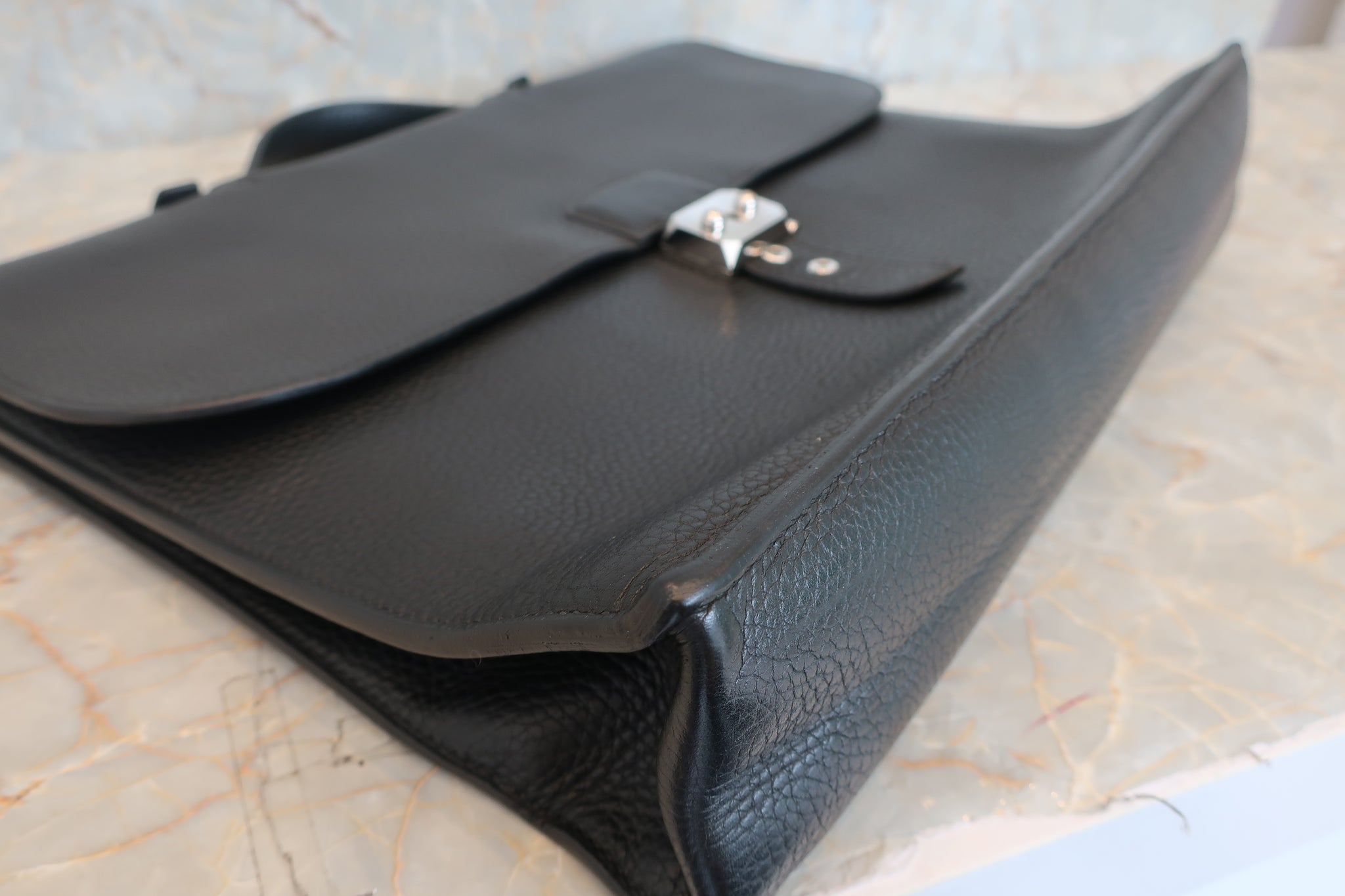 HERMES SAC A DEPECHE 38 Clemence leather Black Hand bag 500060032 –  BRANDSHOP-RESHINE