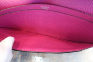 HERMES Bearn Soufflet Epsom leather Rose purple C刻印 Wallet 500100116