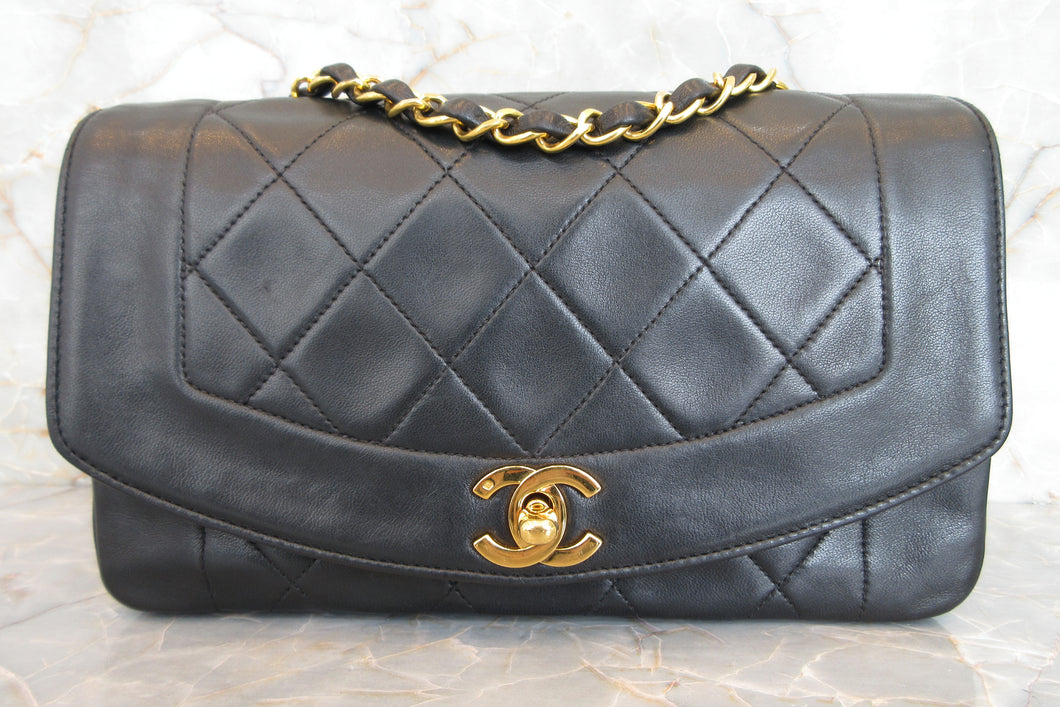 CHANEL/シャネル ダイアナマトラッセチェーンショルダーバッグ ラムスキン ブラック/ゴールド金具 ショルダーバッグ 700030159