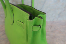 Load image into Gallery viewer, HERMES BIRKIN 30 Clemence leather Apple green □H Engraving Hand bag 700020028
