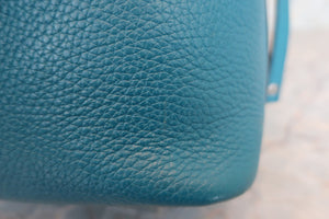 HERMES PICOTIN LOCK MM Clemence leather Blue izmir □Q Engraving Hand bag 600040110