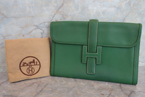 HERMES／エルメス ジジェPM クシュベル グリーン 〇X刻印 クラッチバッグ 700030212