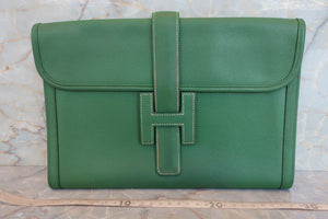 HERMES／エルメス ジジェPM クシュベル グリーン 〇X刻印 クラッチバッグ 700030212