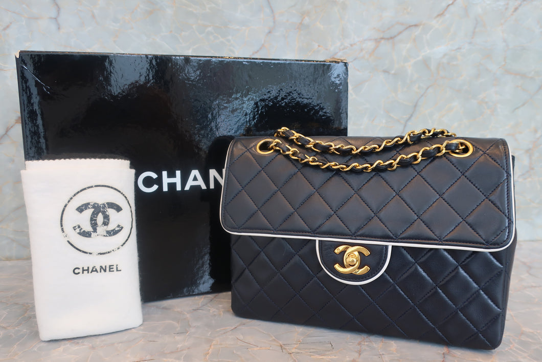 CHANEL/シャネル マトラッセチェーンショルダーバッグ ラムスキン ネイビー/ホワイト/ゴールド金具 ショルダーバッグ 700050173