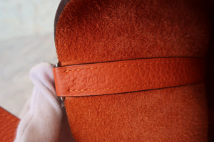 HERMES PICOTIN LOCK MM Clemence leather Feu □R Engraving Hand bag 700090084