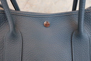 HERMES  GARDEN PARTY PM Negonda leather Blue tempete □R Engraving Tote bag 700090078