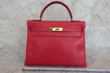 将图片加载到图库查看器，HERMES KELLY 32 Graine Couchevel leather Rouge vif 〇R刻印 Hand bag 800060191
