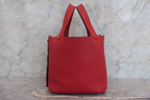 HERMES PICOTIN LOCK PM Clemence leather Rouge garance □P刻印 Hand bag 600090155