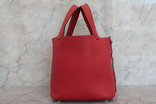 将图片加载到图库查看器，HERMES PICOTIN LOCK PM Clemence leather Rouge garance □P刻印 Hand bag 600090155
