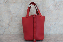 将图片加载到图库查看器，HERMES PICOTIN LOCK PM Clemence leather Rouge garance □P刻印 Hand bag 600090155
