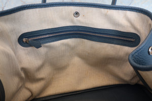 HERMES  GARDEN PARTY PM Negonda leather Blue tempete □R Engraving Tote bag 700090078