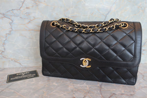CHANEL/シャネル パリ限定マトラッセダブルフラップチェーンショルダーバッグ ラムスキン ブラック/ゴールド金具 ショルダーバッグ 700070024