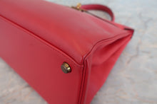 将图片加载到图库查看器，HERMES KELLY 32 Graine Couchevel leather Rouge vif 〇R刻印 Hand bag 800060191
