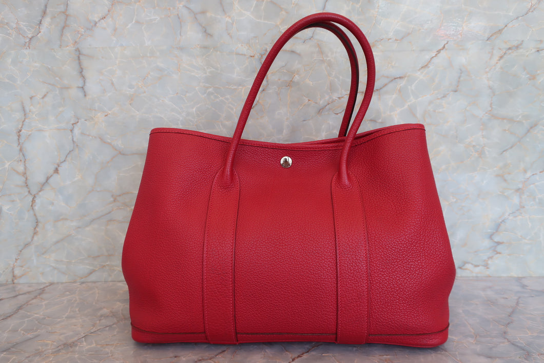 HERMES  GARDEN PARTY PM Negonda leather Rouge casaque □R Engraving Tote bag 700030222