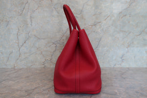 HERMES  GARDEN PARTY PM Negonda leather Rouge casaque □R Engraving Tote bag 700030222
