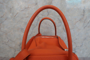 HERMES LINDY 34 Clemence leather Orange □N Engraving Shoulder bag 600080106