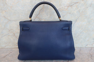 HERMES／エルメス ケリー32 トリヨンクレマンス ブルー 〇Z刻印 ショルダーバッグ 700040243