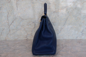HERMES／エルメス ケリー32 トリヨンクレマンス ブルー 〇Z刻印 ショルダーバッグ 700040243