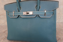 将图片加载到图库查看器，HERMES BIRKIN 30 Chevre myzore goatskim Blue jean □C刻印 Hand bag 500070148
