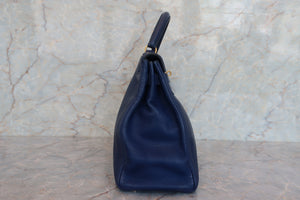 HERMES／エルメス ケリー32 トリヨンクレマンス ブルー 〇Z刻印 ショルダーバッグ 700040243